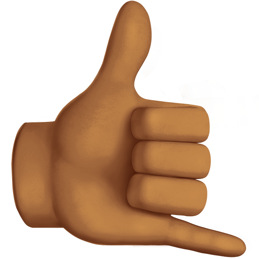 call me hand: medium-dark skin tone as rendered by Twitter Emoji Stickers