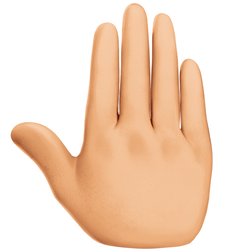 raised back of hand: medium-light skin tone as rendered by Twitter Emoji Stickers