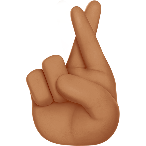 crossed fingers: medium skin tone as rendered by Twitter Emoji Stickers