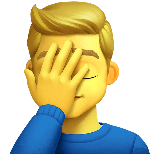 man facepalming as rendered by Twitter Emoji Stickers