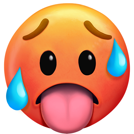 faccina accaldata as rendered by Twitter Emoji Stickers