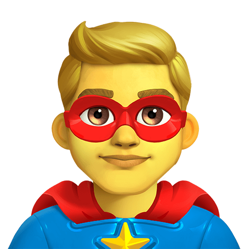 man superhero as rendered by Twitter Emoji Stickers