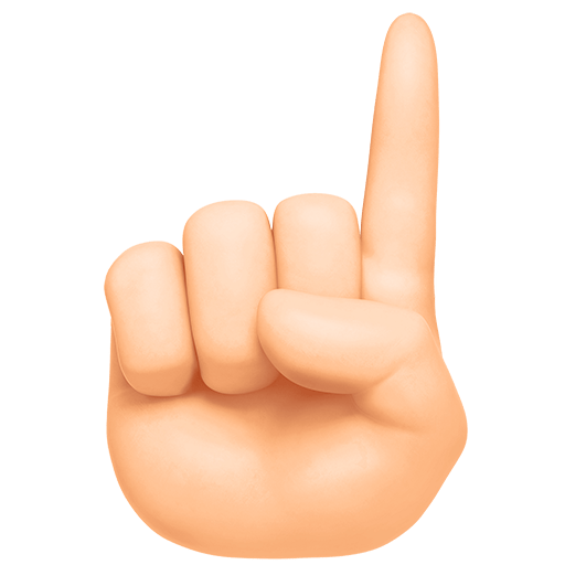 index pointing up: light skin tone as rendered by Twitter Emoji Stickers