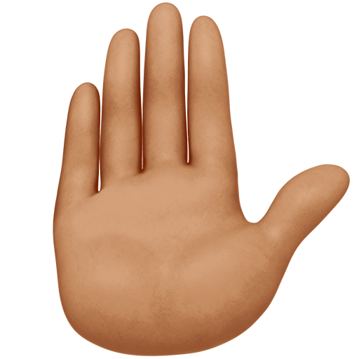 raised hand: medium skin tone as rendered by Twitter Emoji Stickers