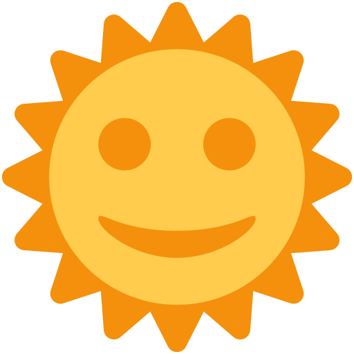 sun with face as rendered by Twitter / X