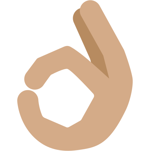 OK hand: medium skin tone as rendered by Twitter / X