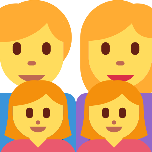 family: man, woman, girl, girl as rendered by Twitter / X