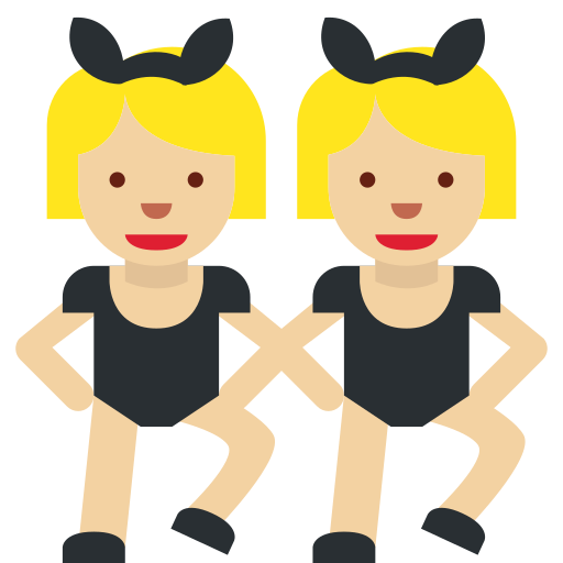 women with bunny ears: medium-light skin tone as rendered by Twitter / X
