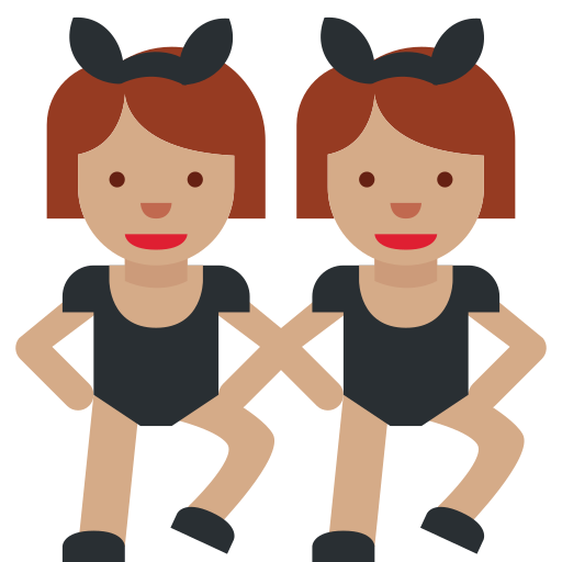 women with bunny ears: medium skin tone as rendered by Twitter / X