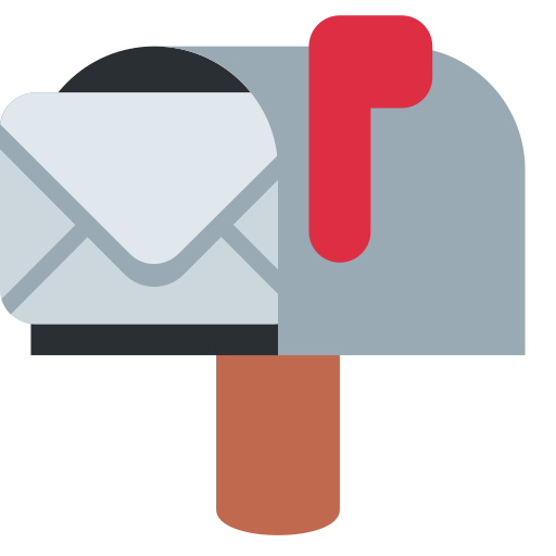open mailbox with raised flag as rendered by Twitter / X