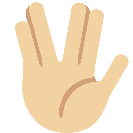 Vulcan Salute: Medium-Light Skin Tone as drawn by Twitter / X in 2026 01 09 Update