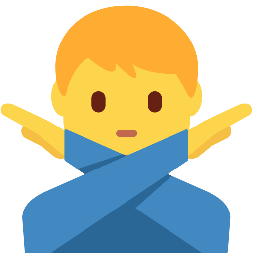 man gesturing NO as rendered by Twitter / X