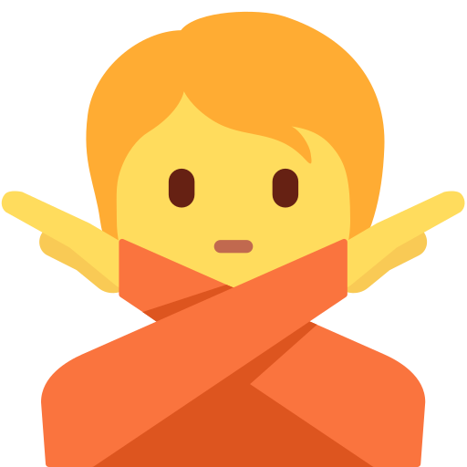 person gesturing NO as rendered by Twitter / X