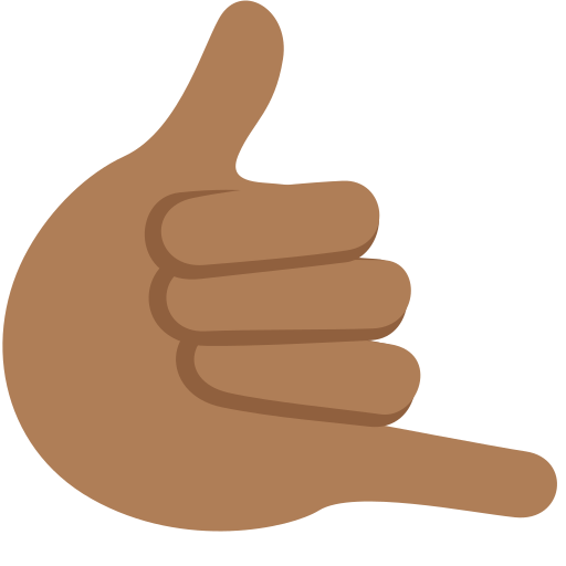 call me hand: medium-dark skin tone as rendered by Twitter / X
