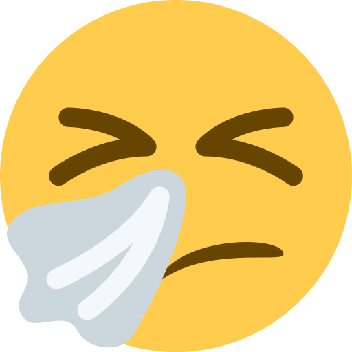 Sneezing Face as drawn by Twitter / X in 2026 01 09 Update