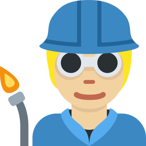 factory worker: medium-light skin tone as rendered by Twitter / X