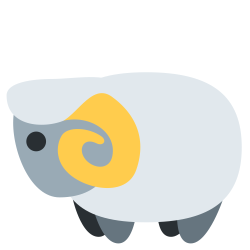 Ram as drawn by Twitter / X in Twemoji 1.0