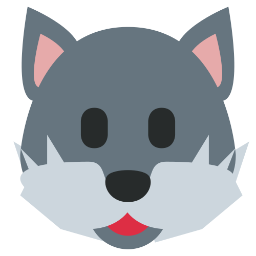 Wolf as drawn by Twitter / X in Twemoji 1.0