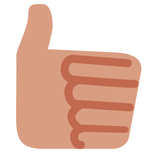 Thumbs up as drawn by Twitter / X in Twemoji 1.0