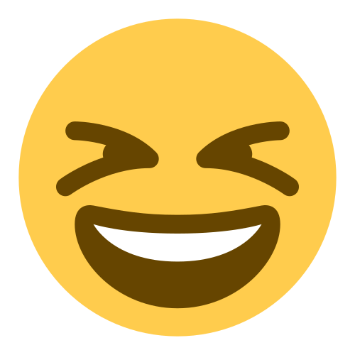 Grinning Squinting Face as drawn by Twitter / X in Twemoji 1.0