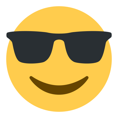 وجه مبتسم بنظارة شمس as drawn by Twitter / X in Twemoji 1.0
