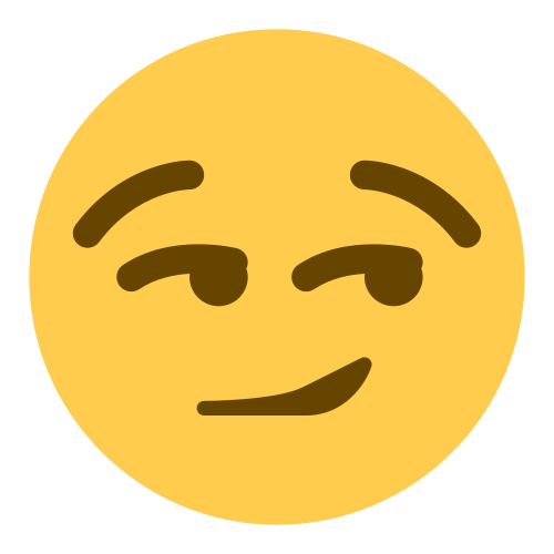 Smirking Face as drawn by Twitter / X in Twemoji 1.0