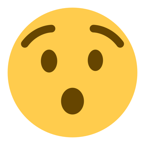 Hushed Face as drawn by Twitter / X in Twemoji 1.0