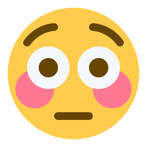 Flushed Face as drawn by Twitter / X in Twemoji 1.0