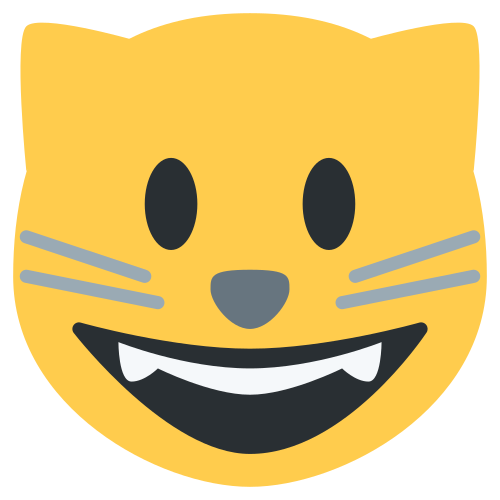 Grinning Cat as drawn by Twitter / X in Twemoji 1.0