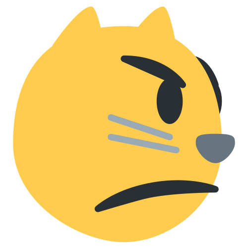 뾰로통한 고양이 얼굴 as drawn by Twitter / X in Twemoji 1.0