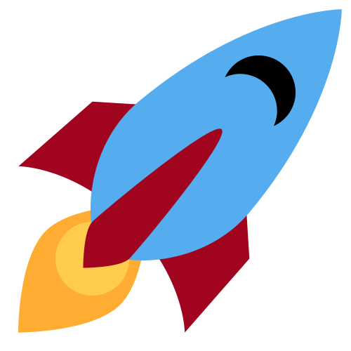 Rocket as drawn by Twitter / X in Twemoji 1.0