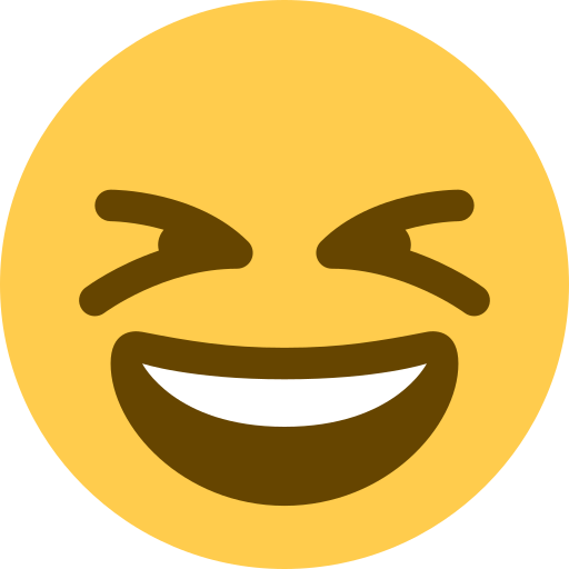 Grinning Squinting Face as drawn by Twitter / X in Twemoji 11.1
