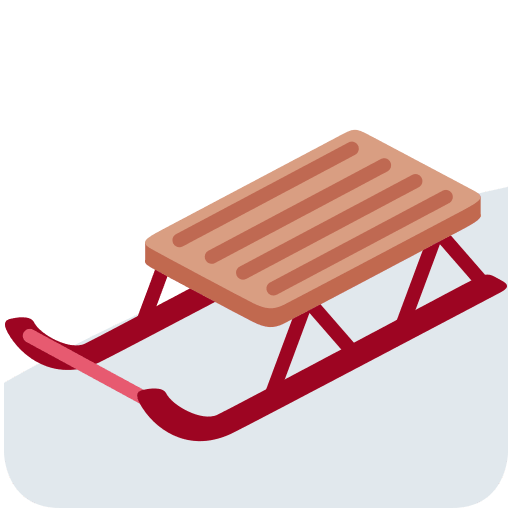 Sled as drawn by Twitter / X in Twemoji 11.2