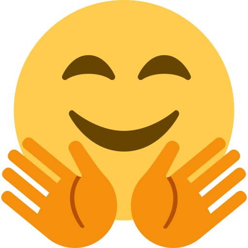 Smiling Face with Open Hands as drawn by Twitter / X in Twemoji 11.2