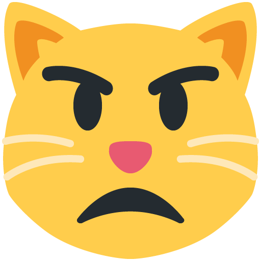 뾰로통한 고양이 얼굴 as drawn by Twitter / X in Twemoji 11.3