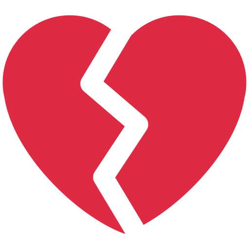 Broken Heart as drawn by Twitter / X in Twemoji 12.1.3