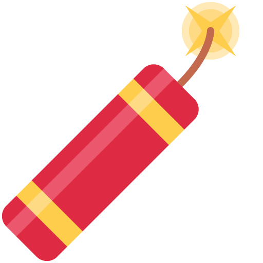 Firecracker as drawn by Twitter / X in Twemoji 12.1.3