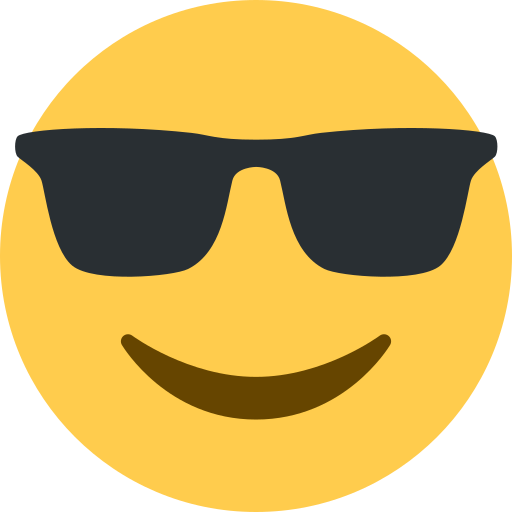 وجه مبتسم بنظارة شمس as drawn by Twitter / X in Twemoji 12.1.4