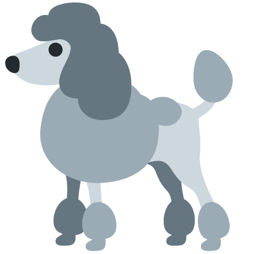 Poodle as drawn by Twitter / X in Twemoji 12.1.6
