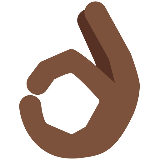 OK Hand: Dark Skin Tone as drawn by Twitter / X in Twemoji 13.0.1