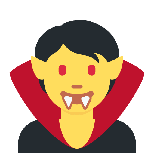 Vampire as drawn by Twitter / X in Twemoji 13.0.2