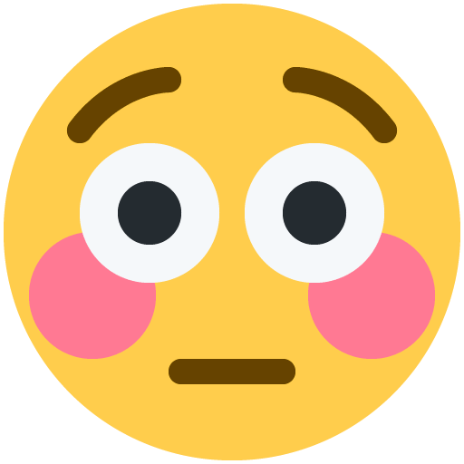 Flushed Face as drawn by Twitter / X in Twemoji 13.0
