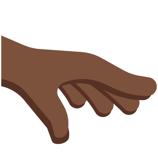 Palm Down Hand: Dark Skin Tone as drawn by Twitter / X in Twemoji 14.0