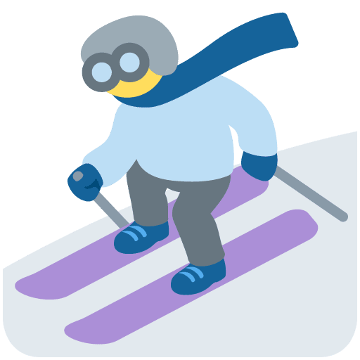Skier as drawn by Twitter / X in Twemoji 14.0