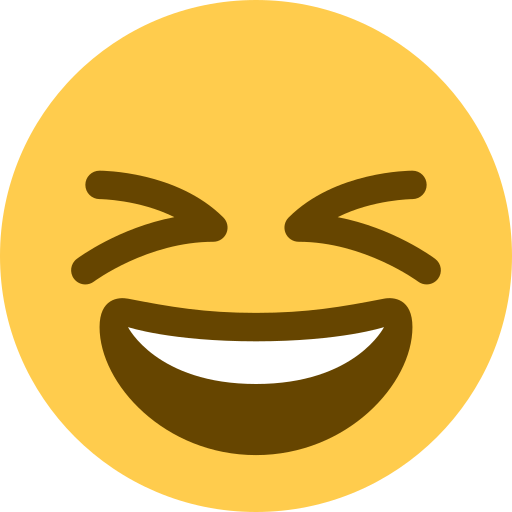 Grinning Squinting Face as drawn by Twitter / X in Twemoji 15.0.2