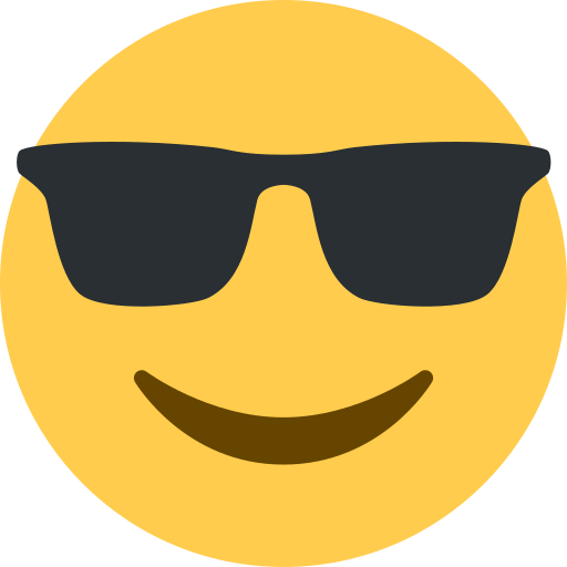 وجه مبتسم بنظارة شمس as drawn by Twitter / X in Twemoji 15.0.2
