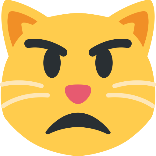 뾰로통한 고양이 얼굴 as drawn by Twitter / X in Twemoji 15.0.2