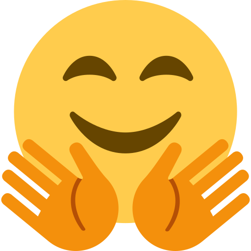 Smiling Face with Open Hands as drawn by Twitter / X in Twemoji 15.0.2