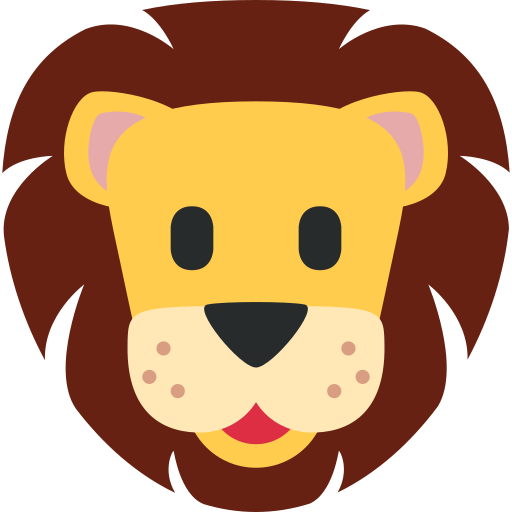 Lion as drawn by Twitter / X in Twemoji 15.0.2