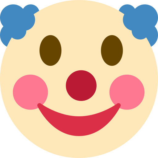 Clown Face as drawn by Twitter / X in Twemoji 15.0.3